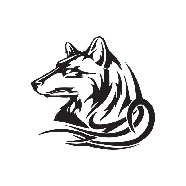 Image of Graceful Tribal Wolf Head Decal