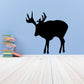 Walking moose wall decal, black silhouette with antlers