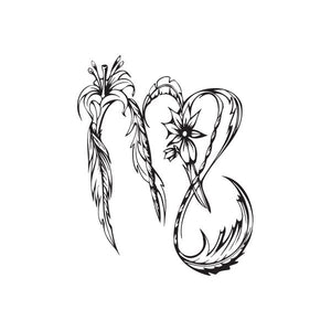 Black scorpio flower symbol decal with floral and tail details