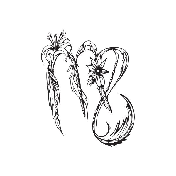 Black scorpio flower symbol decal with floral and tail details
