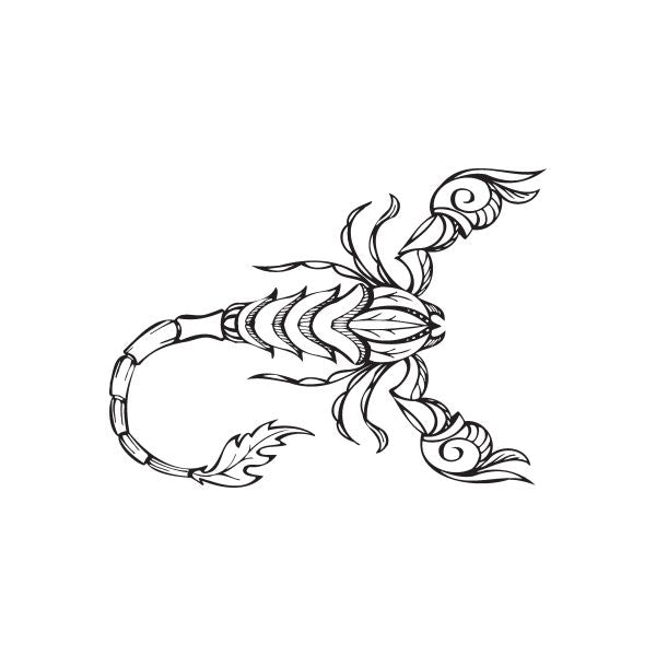 Detailed scorpion decal with ornate black line-art design
