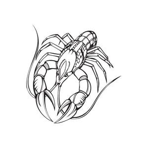 Lobster outline decal in black line art