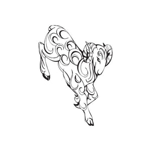 Goat tattoo decal with black line-art figure