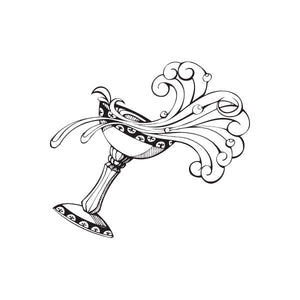 Virgo goblet decal, black zodiac figure with ornate swirling lines