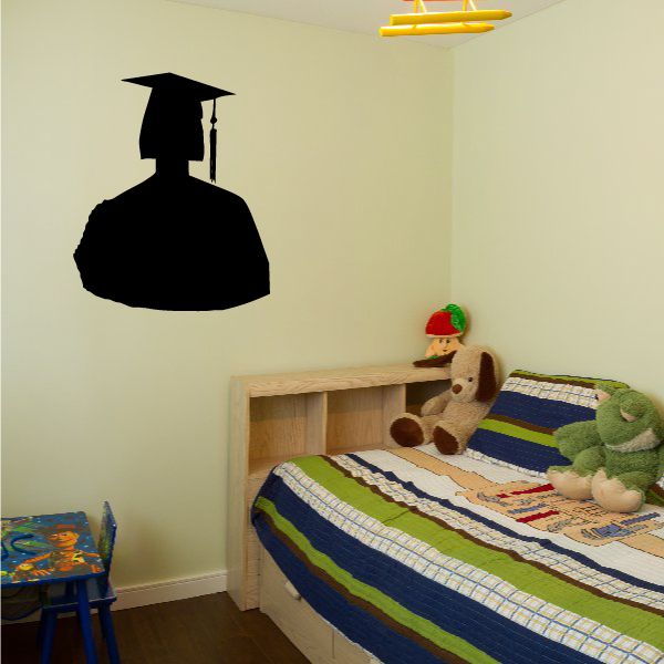 Graduation hat wall decal in black with tassel