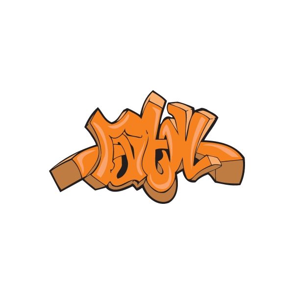 Orange graffiti vinyl wall decal sticker with bold bubble letters