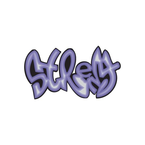 Purple graffiti lettering vinyl decal sticker, die-cut design