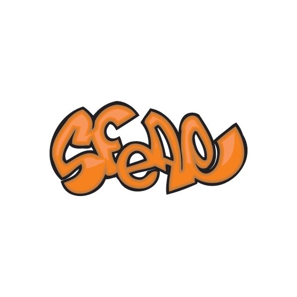 Orange graffiti lettering vinyl decal sticker, die-cut style