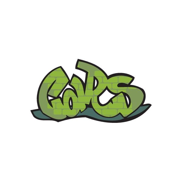 Green graffiti vinyl die-cut sticker decal with bubble letters