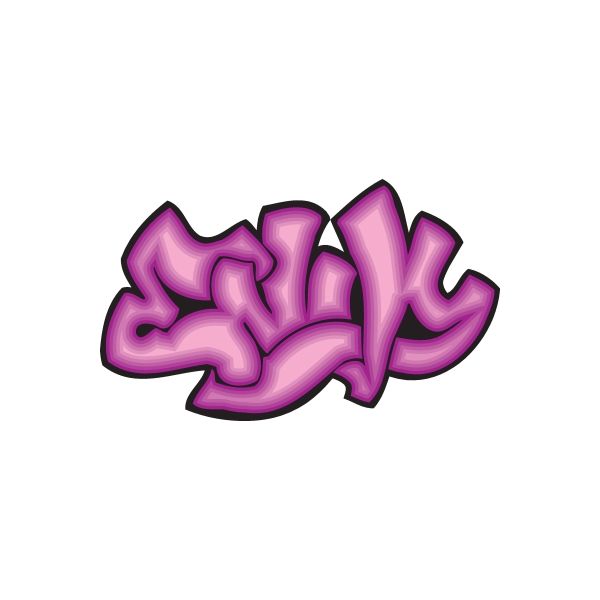 Purple graffiti letter sticker, die-cut vinyl