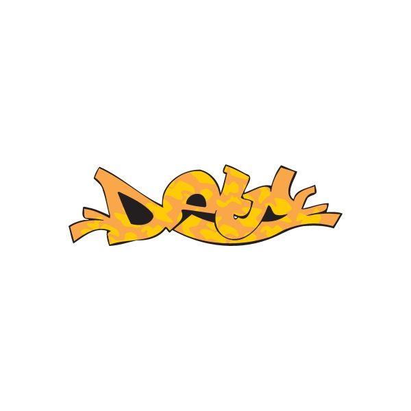 Graffiti wall decal sticker, yellow and orange cartoon spray with black accents
