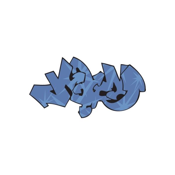 Blue graffiti vinyl wall decal sticker, die-cut letter design