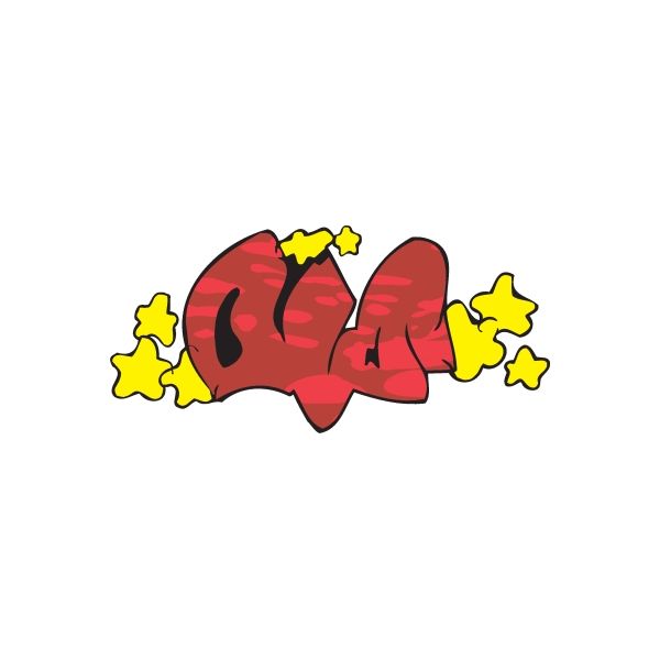 Graffiti bow wall sticker in red with black shading and yellow star accents