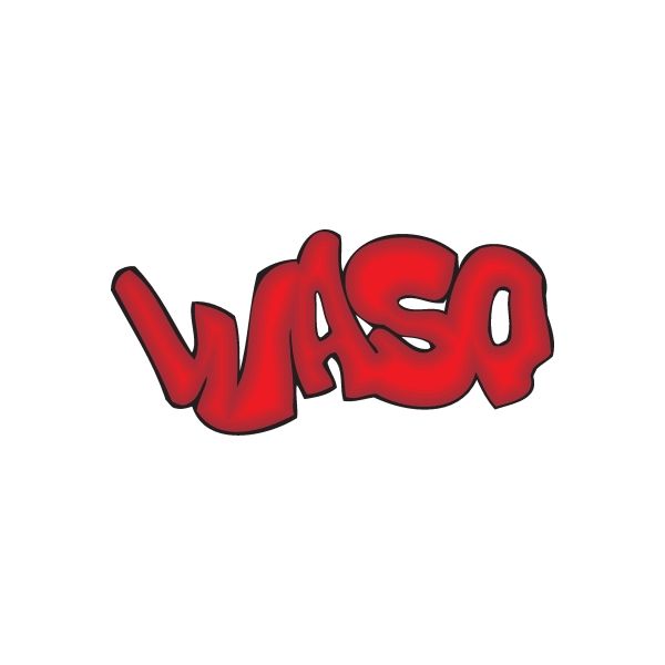 Red graffiti-style vinyl wall decal with 3D block letters