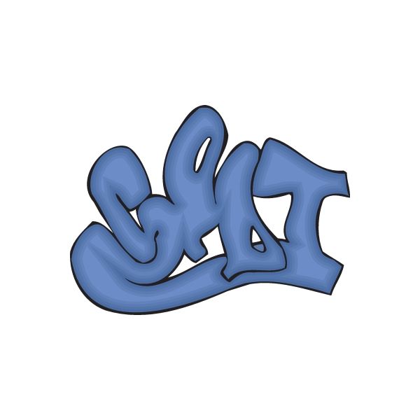 Blue graffiti wall decal vinyl sticker with stylized letter design