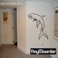 Shark decal with bold black outline of a swimming shark