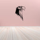 Eagle head wall decal, black and white illustrated profile with sharp feather details