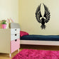 Hawk decal with wings spread, black silhouette