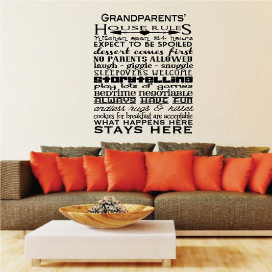 Image of Grandparents House Rules Word Collage Decal