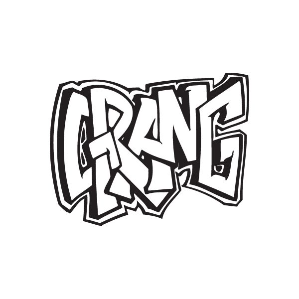 Grang graffiti wall decal with bold black-and-white lettering