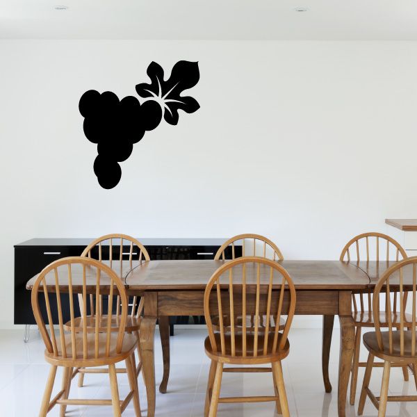 Grapes bundle decal with black grape cluster and two leaves