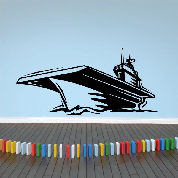 Aircraft carrier decal with black ship graphic and runway details