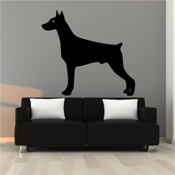 Black doberman pinscher silhouette graphic decal