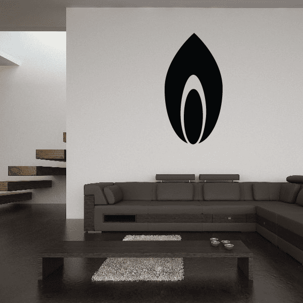 Graphic leaf decal with tall black petal shape and inner oval cutouts