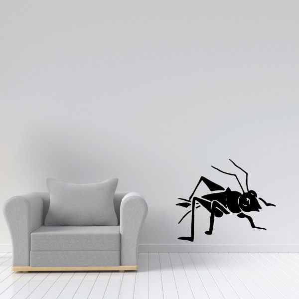 Black cartoon grasshopper wall decal