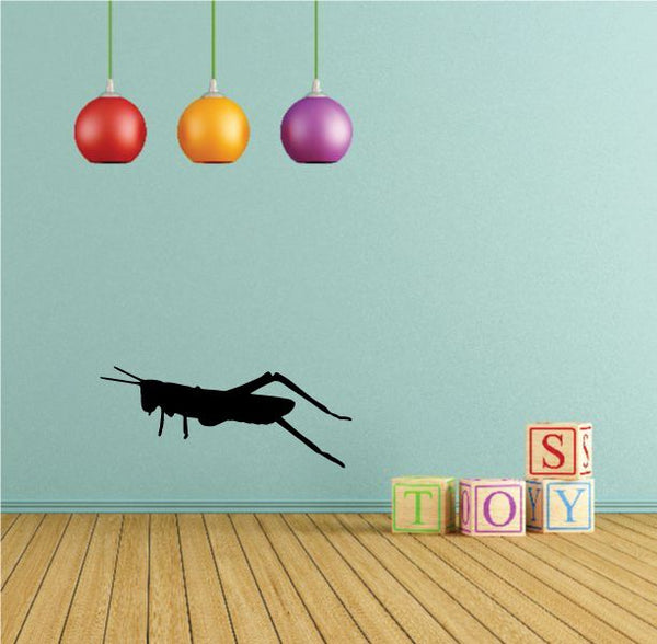 Grasshopper jumping decal, black silhouette on wall