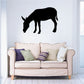 Grazing donkey decal, black silhouette of donkey with head lowered