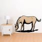 Grazing horse wall sticker: tan horse with black outline, grazing pose silhouette.
