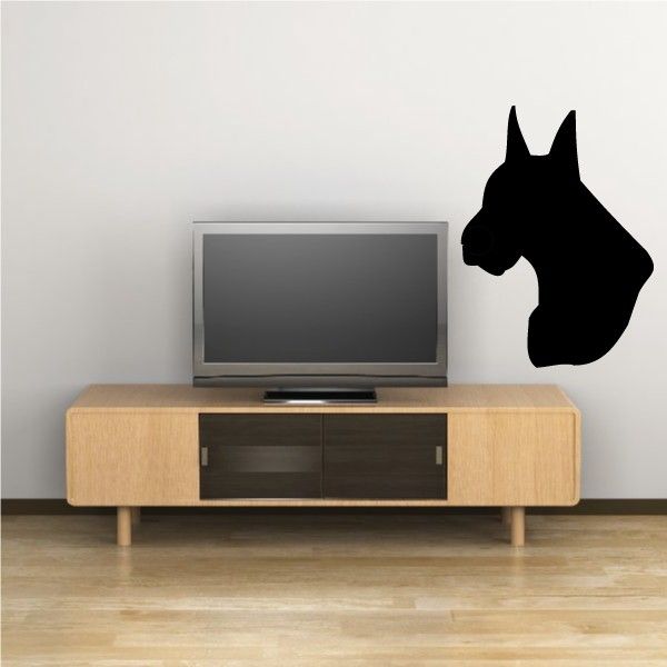 Great Dane head decal with black silhouette