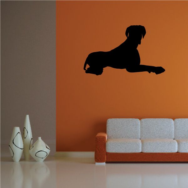 Laying Great Dane decal, black dog silhouette on wall