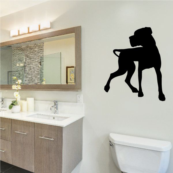 Great Dane looking back wall decal, black dog silhouette