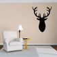 Elk head silhouette wall decal, black mounted animal head design