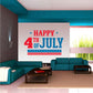 Happy 4th of July decal with red number 4, blue stars, and striped banner