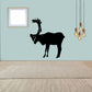Great horned caribou wall decal, black antlered animal silhouette in side profile