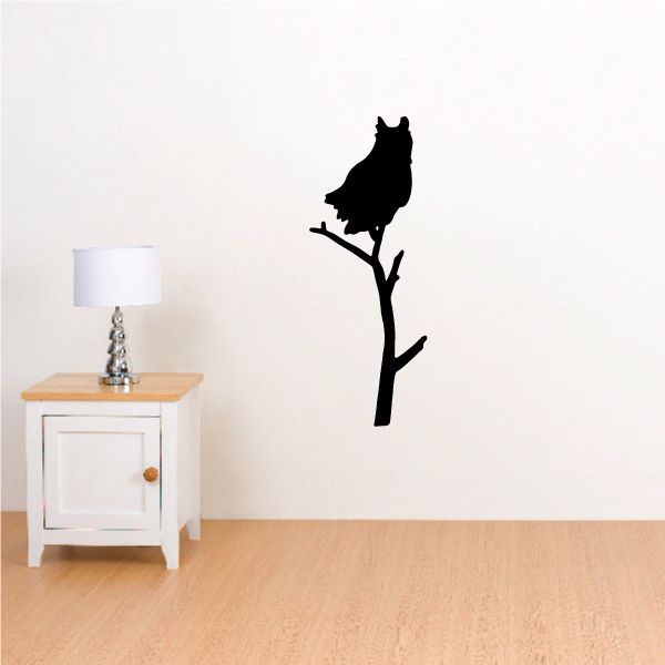 Image of Great Horned Owl on Branch Decal