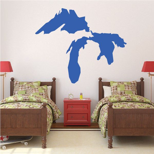 Blue Great Lakes wall decal silhouette