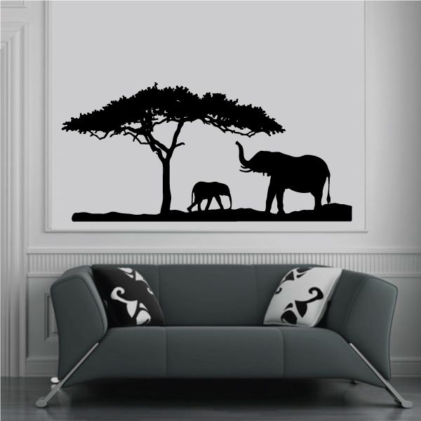 Image of Great Tree and Elephant Family Decal