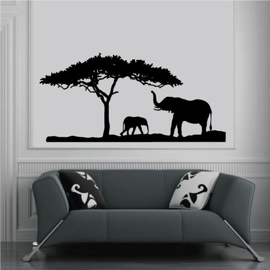 Image of Great Tree and Elephant Family Decal