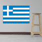 Greece flag sticker with blue and white cross and stripes, rectangular shape
