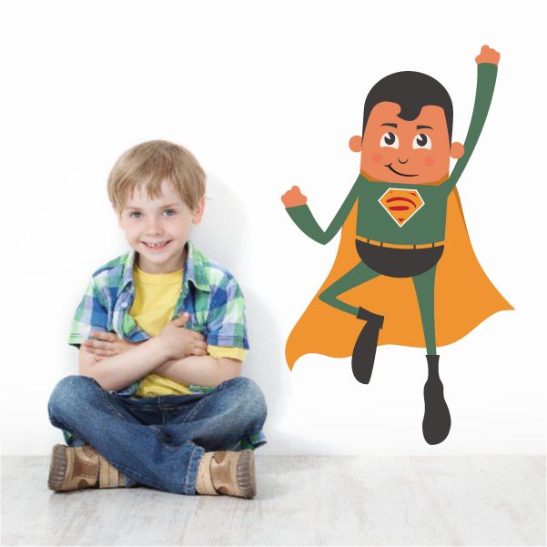 Image of Green Superhero Jumping Sticker