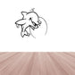 Dolphin and moon greeting decal, smiling dolphin with small flower and bubbles
