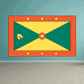 Grenada flag sticker, rectangular flag design with nutmeg emblem and yellow stars