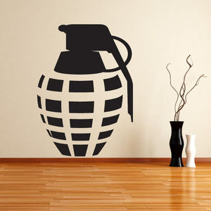 Black grenade decal sticker with pin and grid pattern
