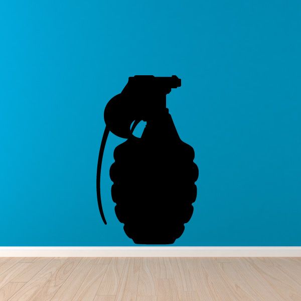 Grenade decal sticker with black grenade silhouette
