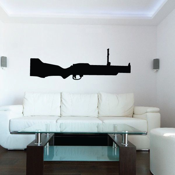 Grenade launcher decal, black silhouette on wall