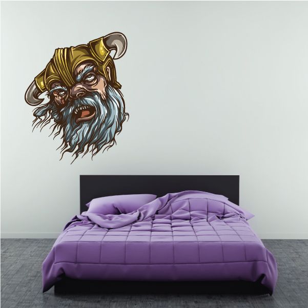 Image of Grey Beard Viking Head Sticker